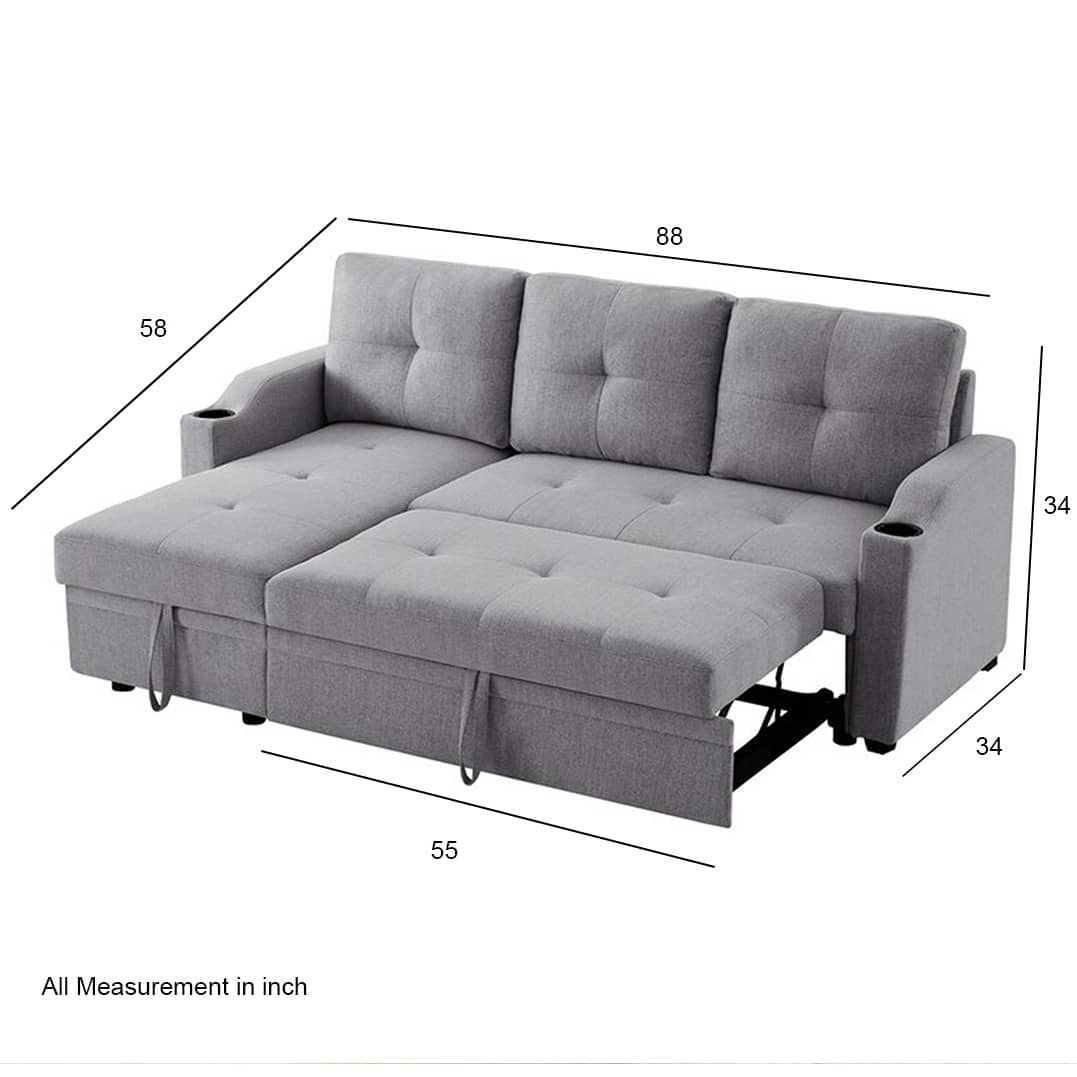 Argo L Shape Sofa Cum Bed with Storage (RHS)