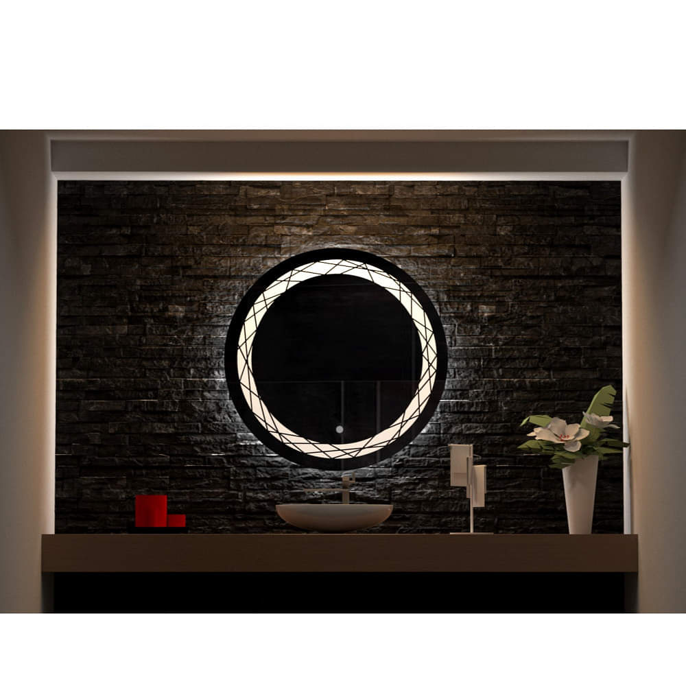 Hexa Round LED Mirror with Triple Color Light - photo