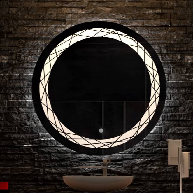Hexa Round LED Mirror with Triple Color Light
