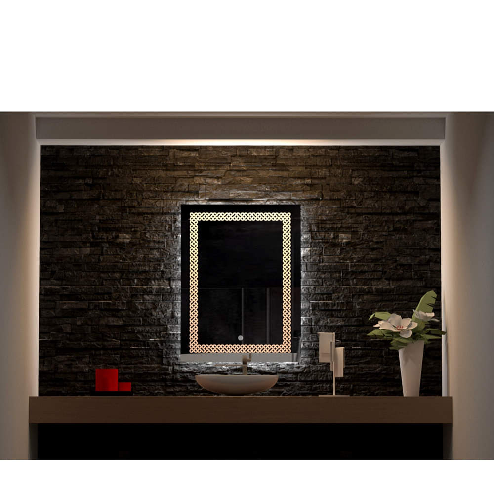 Hexa Designer Rectangular Mirror With Triple Lights - photo