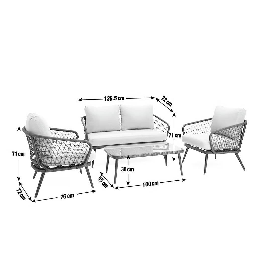 Loch Stylish Grey Rope Outdoor Furniture Set