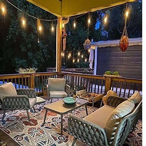 Loch Stylish Black Rope Outdoor Furniture With Cushion Set