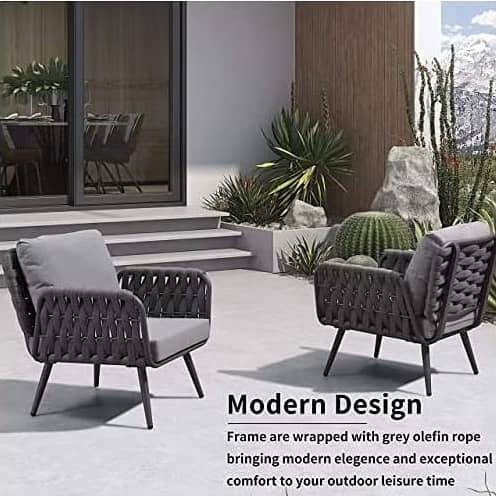 Loch Stylish Black Rope Outdoor Furniture With Cushion Set