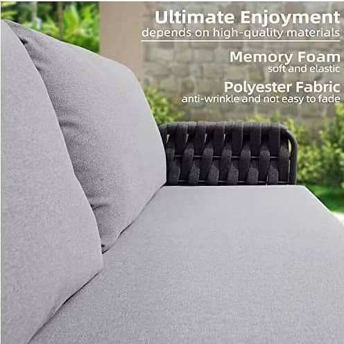 Loch Stylish Black Rope Outdoor Furniture With Cushion Set