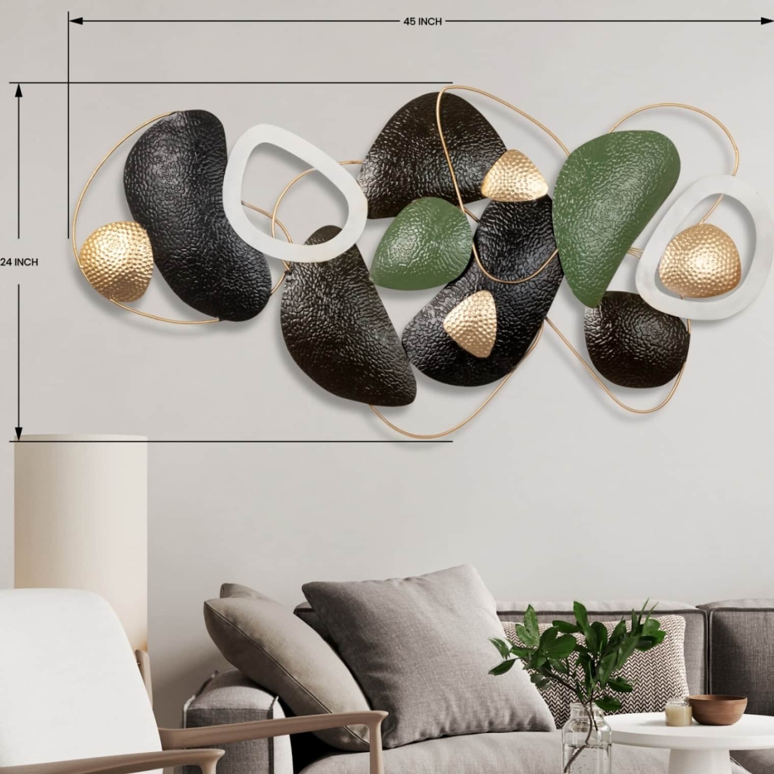 Madrid Stone Decor Modern Metal Wall Art - rear_view