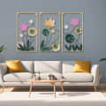 Copenhagen Abstract Floral White & Gold Metal Wall Art - photo