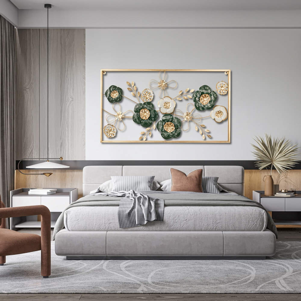 Orleans Green & White Metallic Wall Art - photo