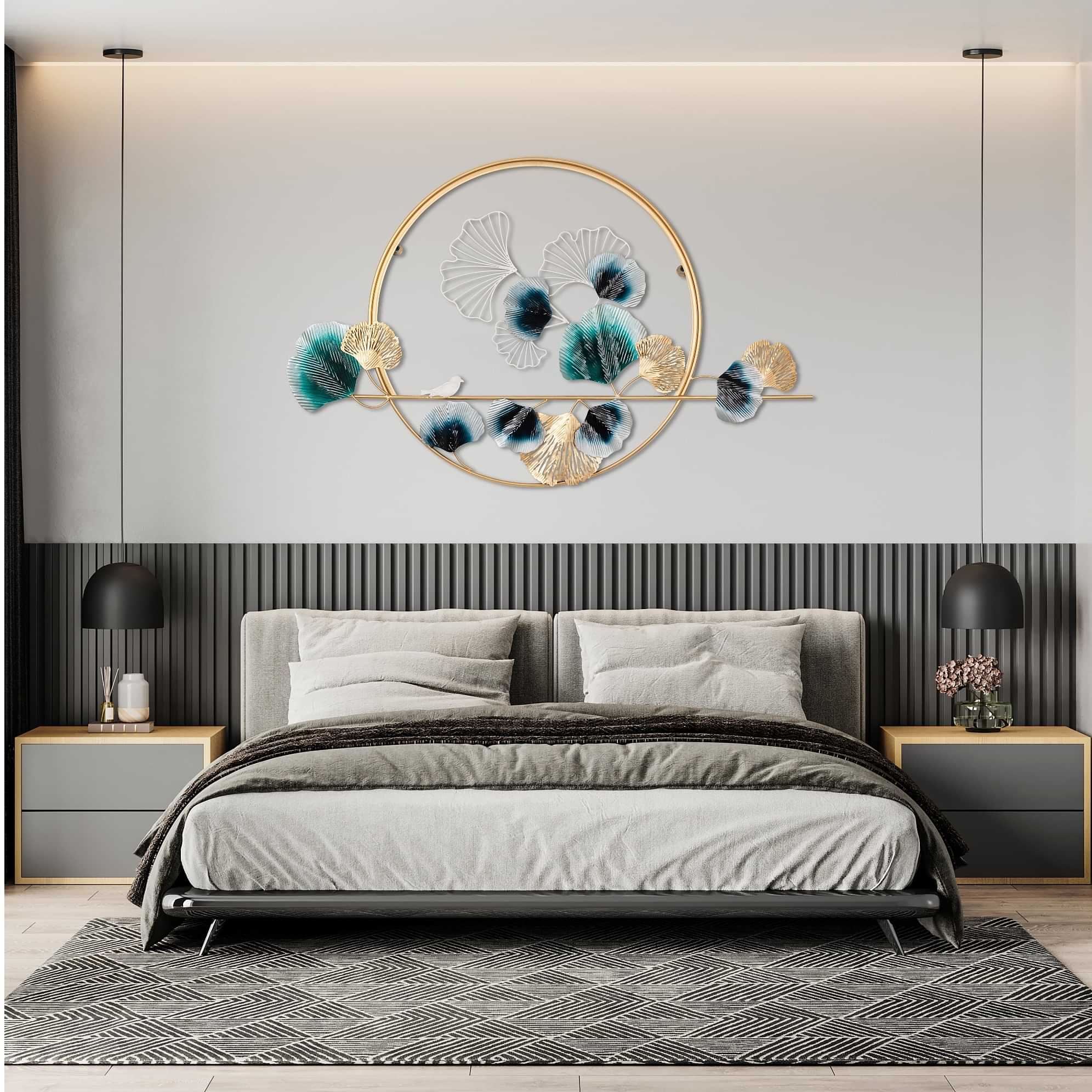 Albany Leaf & Flower Metal Wall Art - photo