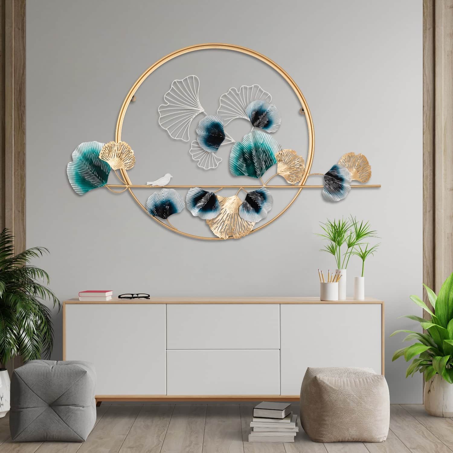 Albany Leaf & Flower Metal Wall Art - front_view