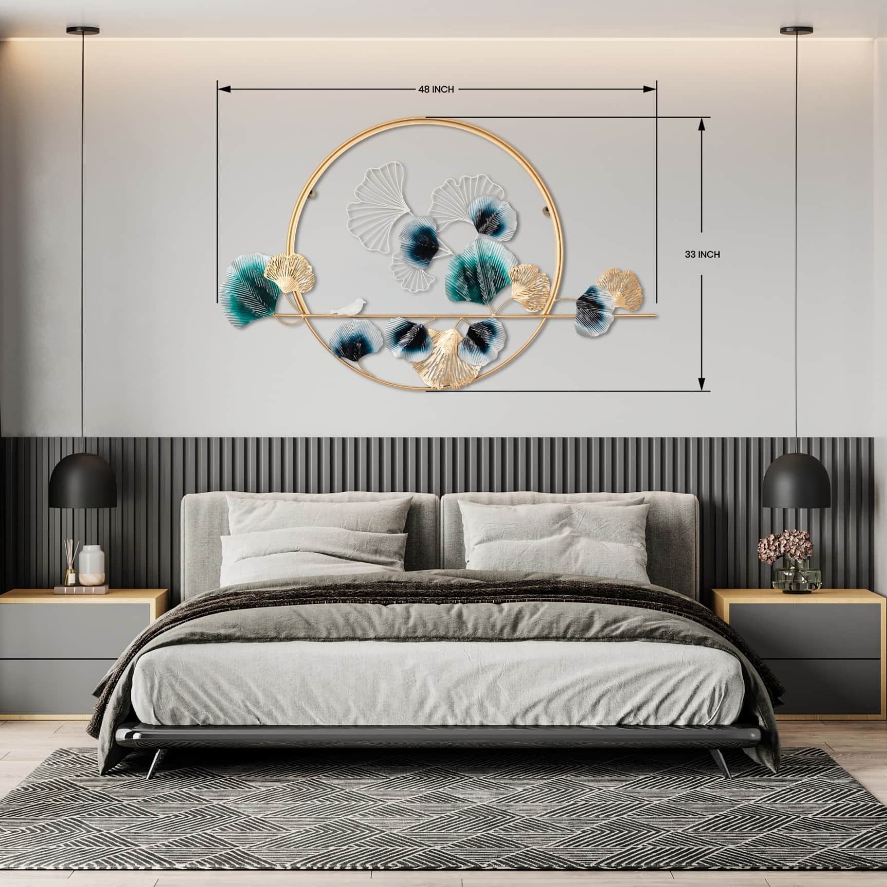 Albany Leaf & Flower Metal Wall Art - top_view