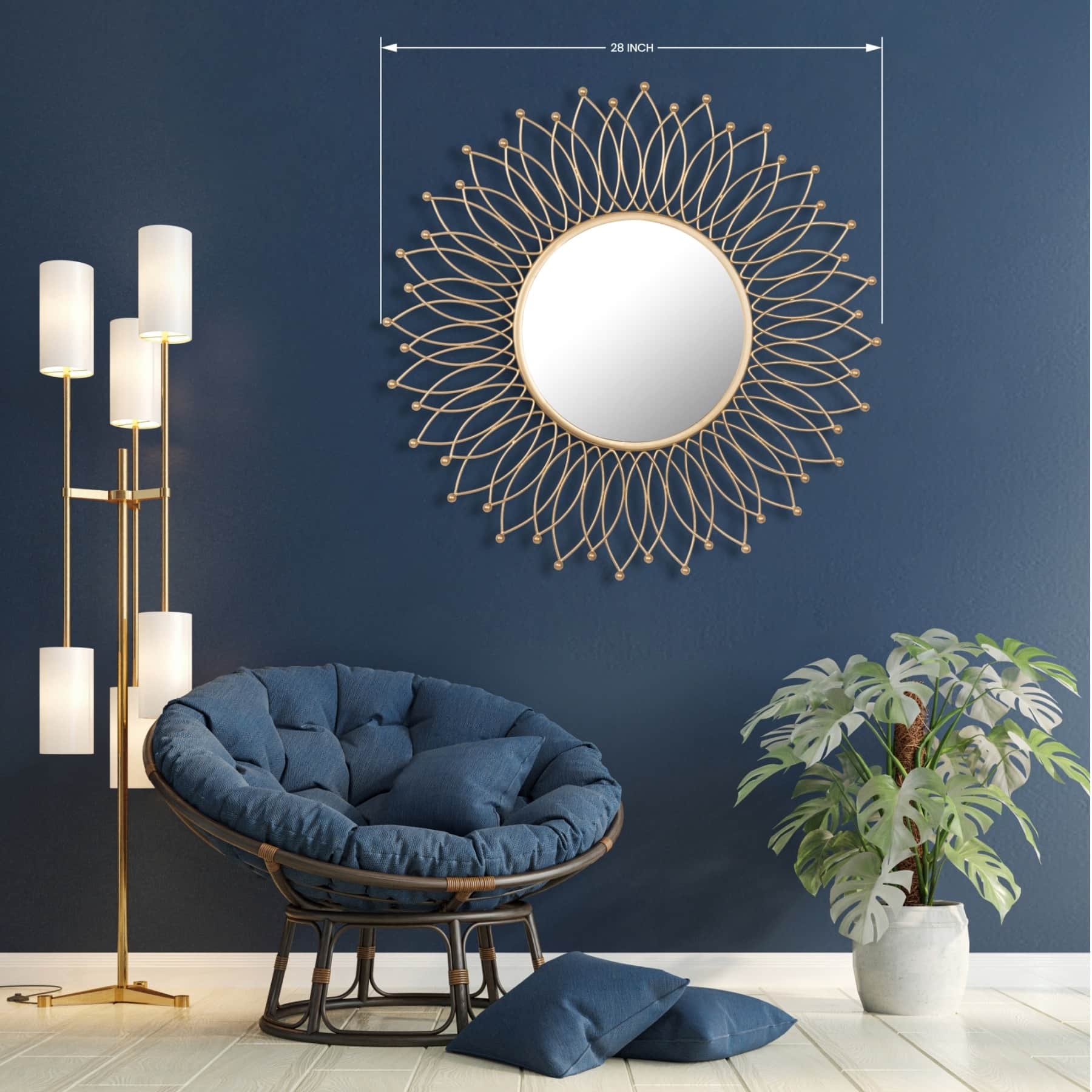 Kirby Metal Classic Wall Mirror in Gold - top_view