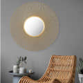 Thornley Golden Round Mirror Wall Art - photo