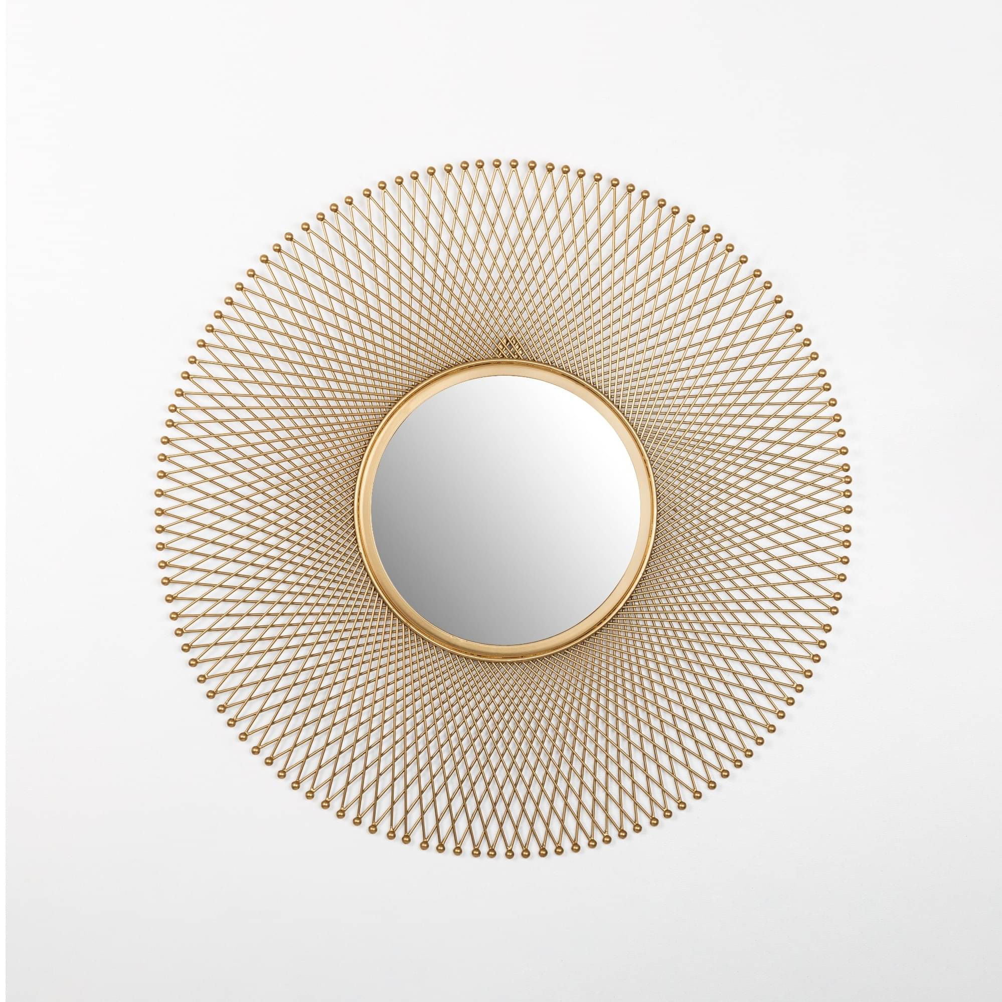 Thornley Golden Round Mirror Wall Art