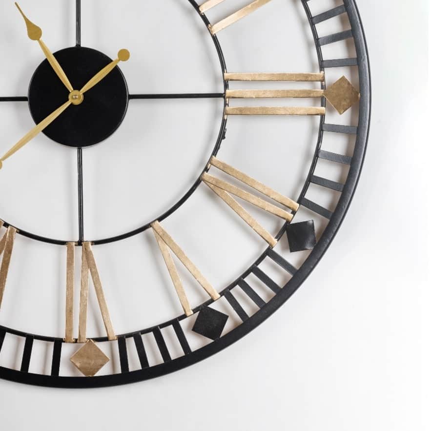 Morco Gold & Black Round Wall Clock - top_view