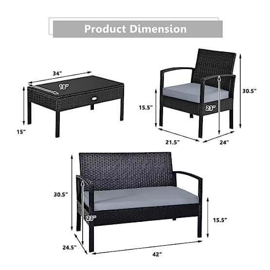 Argo Black Sofa Chair (Set of 4 Pcs) - rear_view