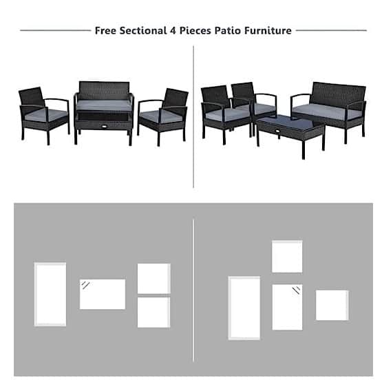 Argo Black Sofa Chair (Set of 4 Pcs) - right_view