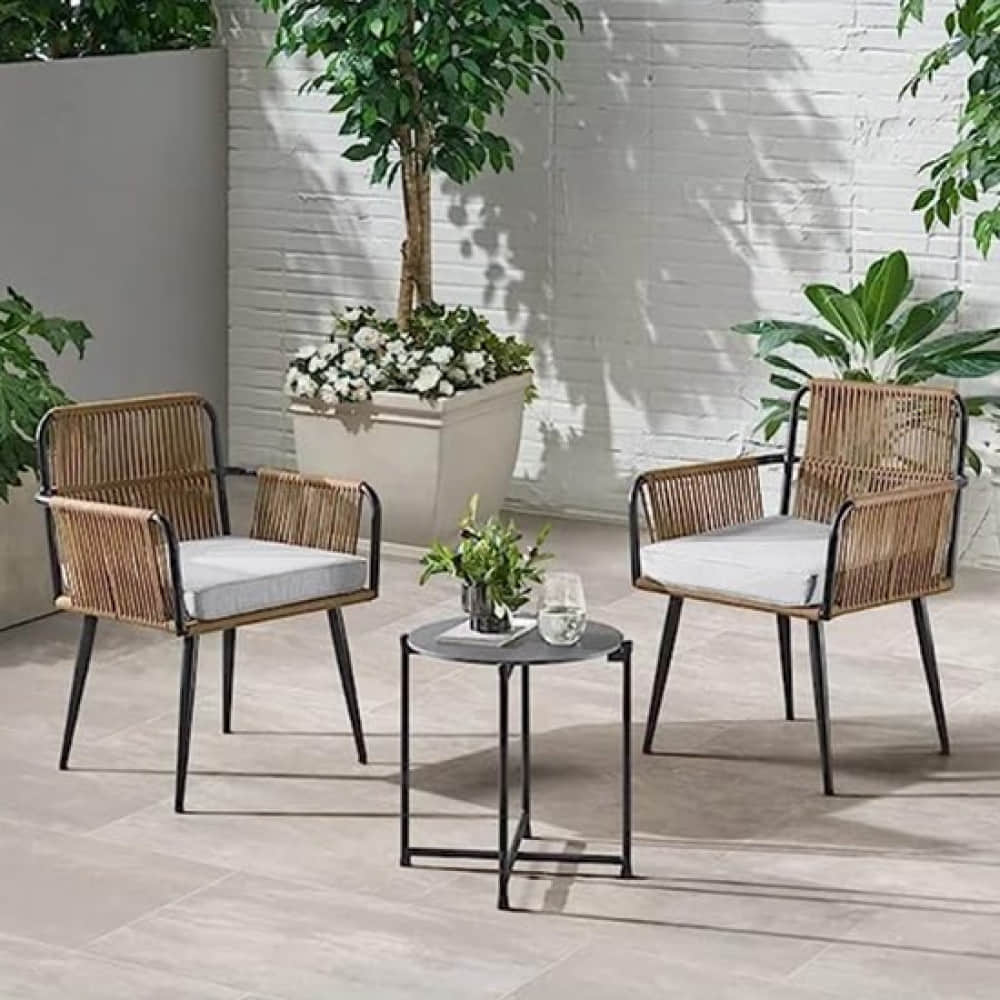 Argo 2 Seated Chair With Table And Grey Cushion Set - photo