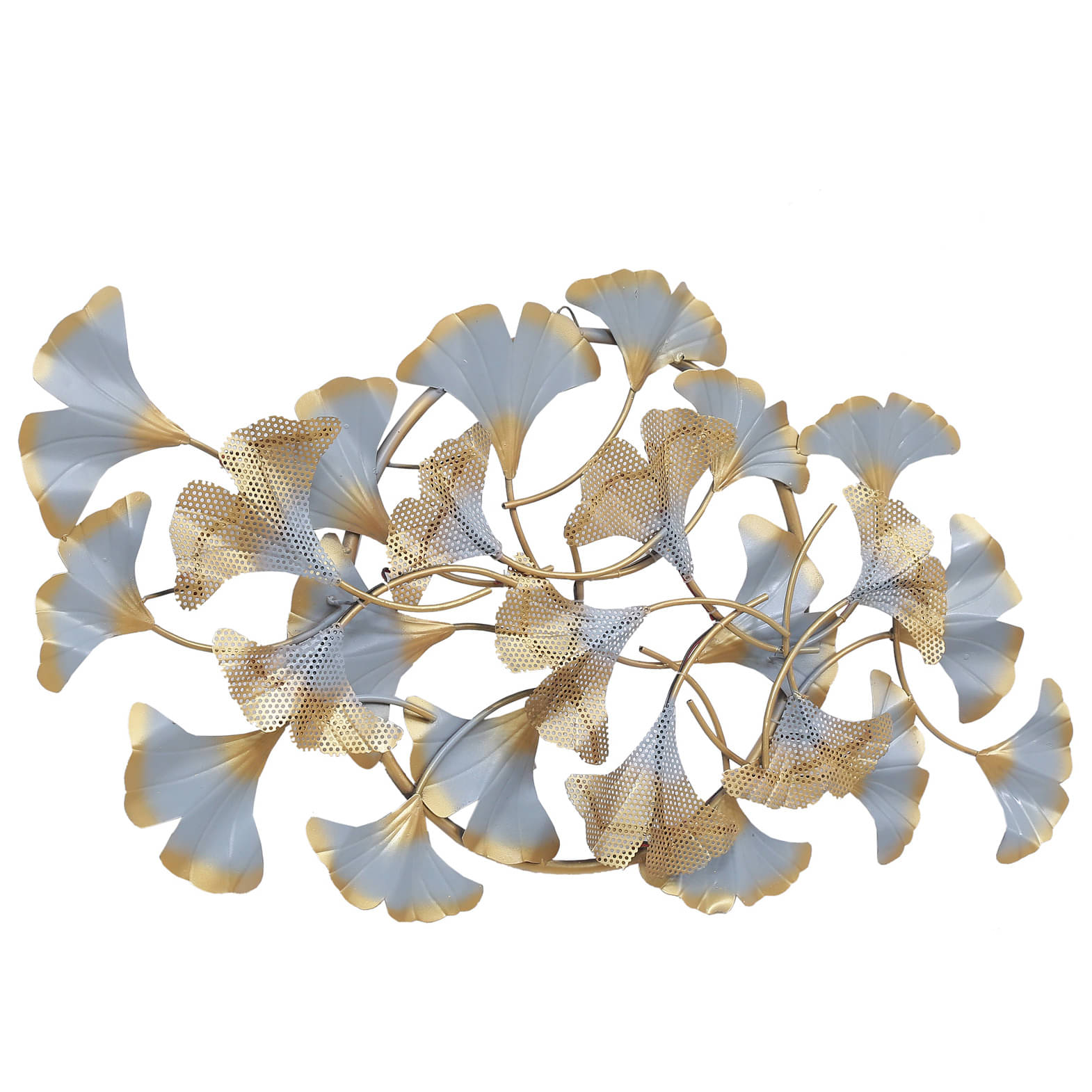 White Iron Jingo Leaf Metal Wall Art