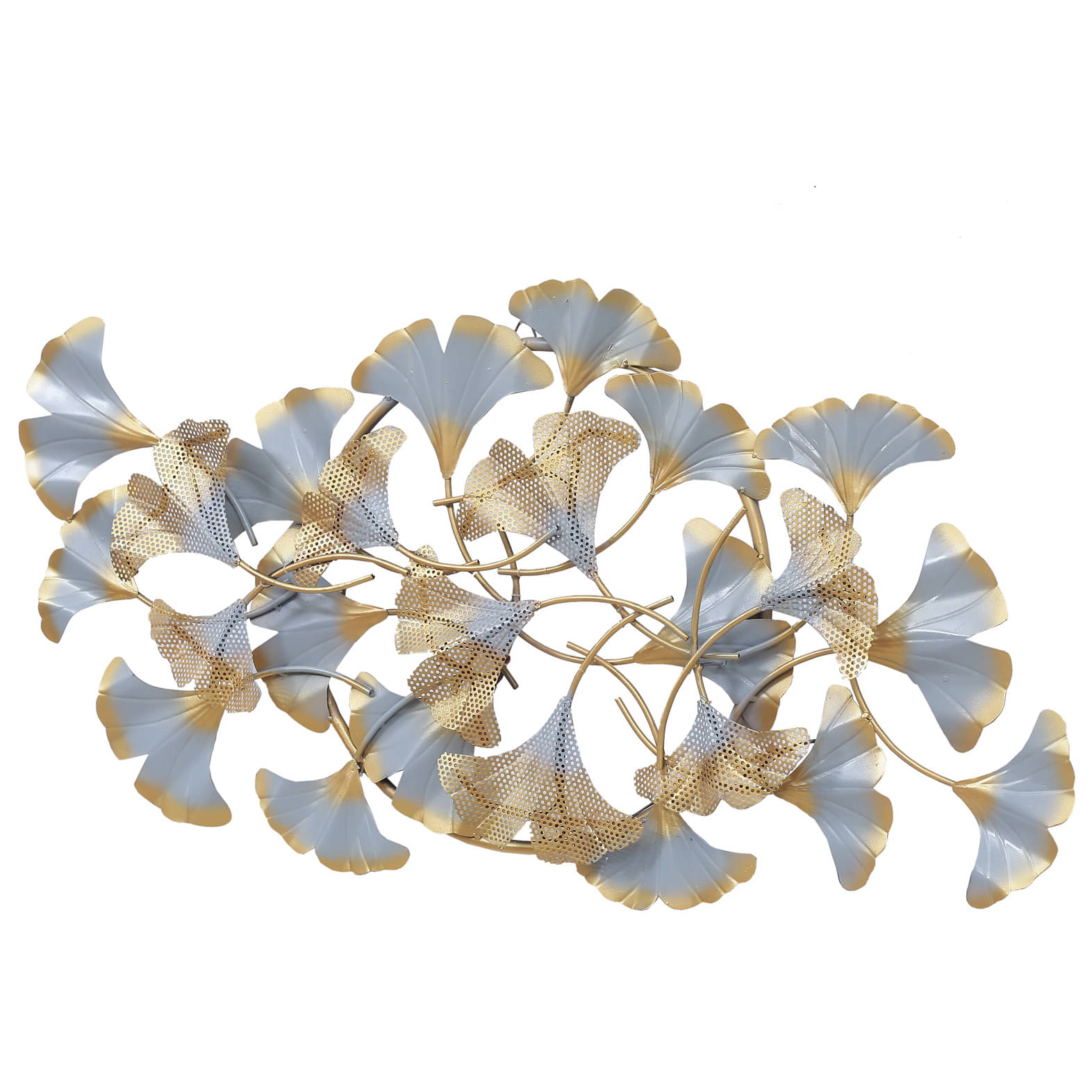 White Iron Jingo Leaf Metal Wall Art