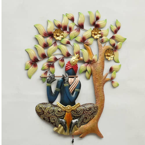 Gleeful Krishna LED Metal Wall Art