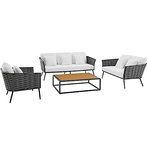 Stylish Black Rope Outdoor Furniture With Cushion Set