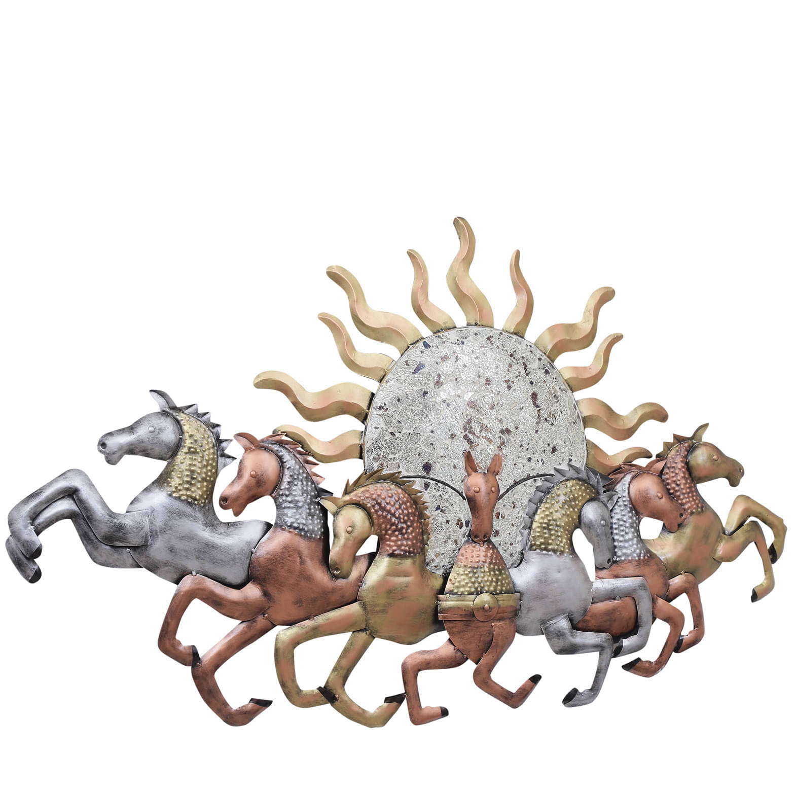 Running Seven Horse Sunrise Wall Hangings Metal Art