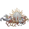 Running Seven Horse Sunrise Wall Hangings Metal Art - top_view