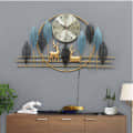 Metal Deer Clock with LED Wall Art - front_view