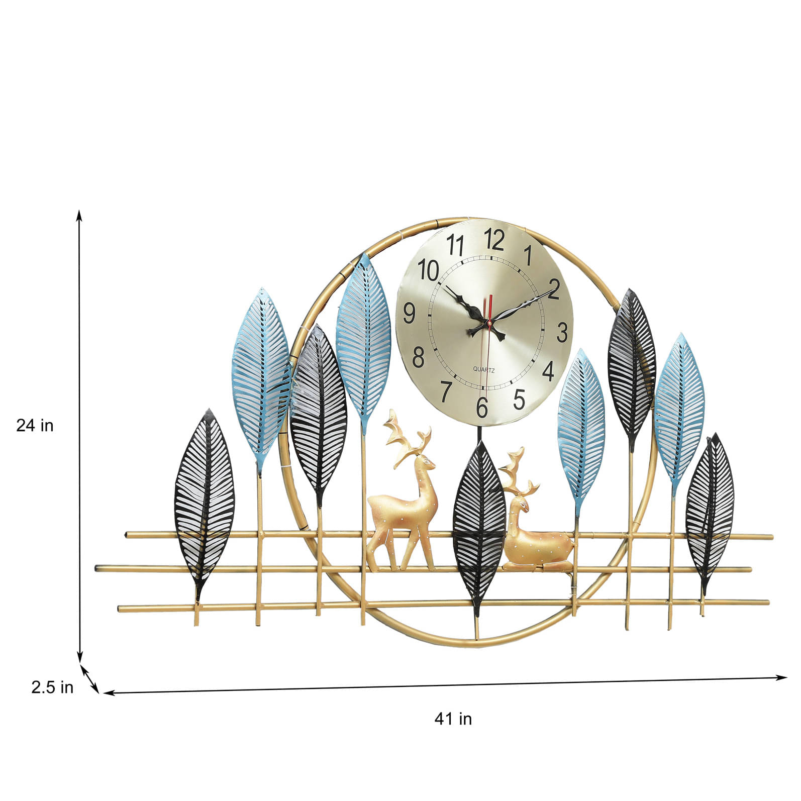 Metal Deer Clock with LED Wall Art