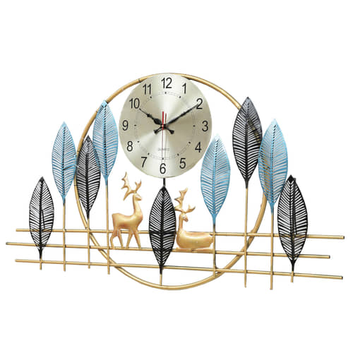 Metal Deer Clock with LED Wall Art
