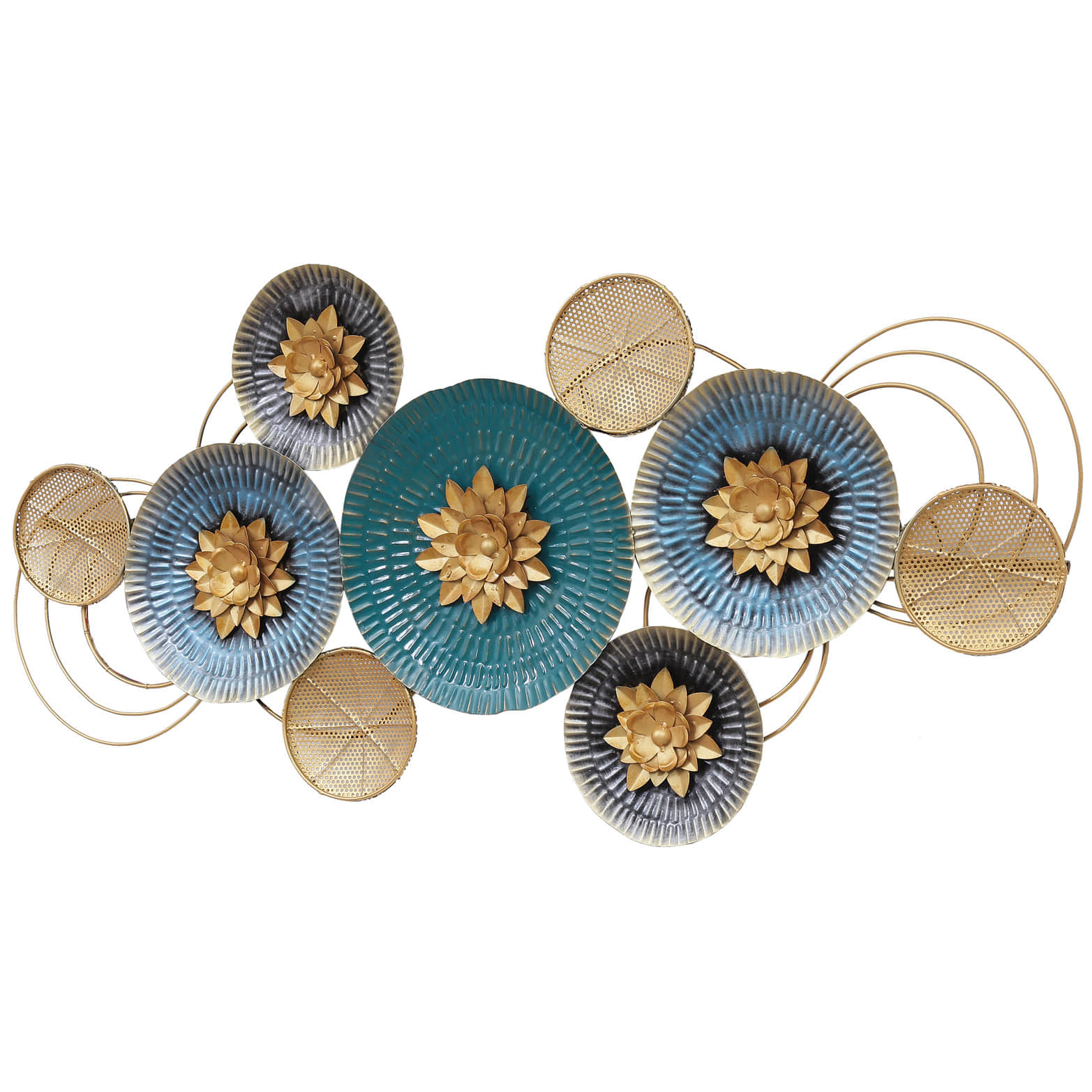Circle Design Metal Wall Art With LED - rear_view