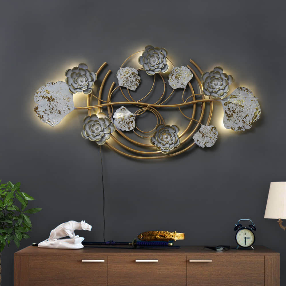 Dual Colored FloralbWall Art With LED Light - photo