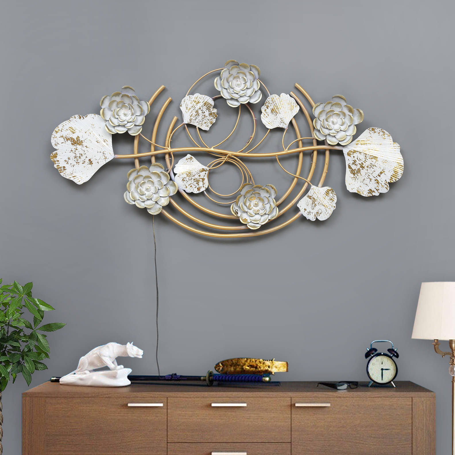 Dual Colored FloralbWall Art With LED Light