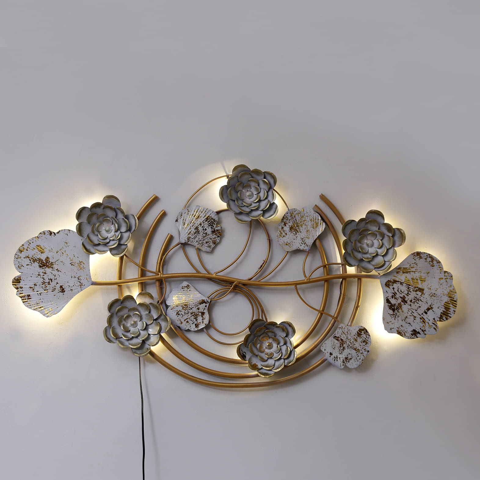 Dual Colored FloralbWall Art With LED Light