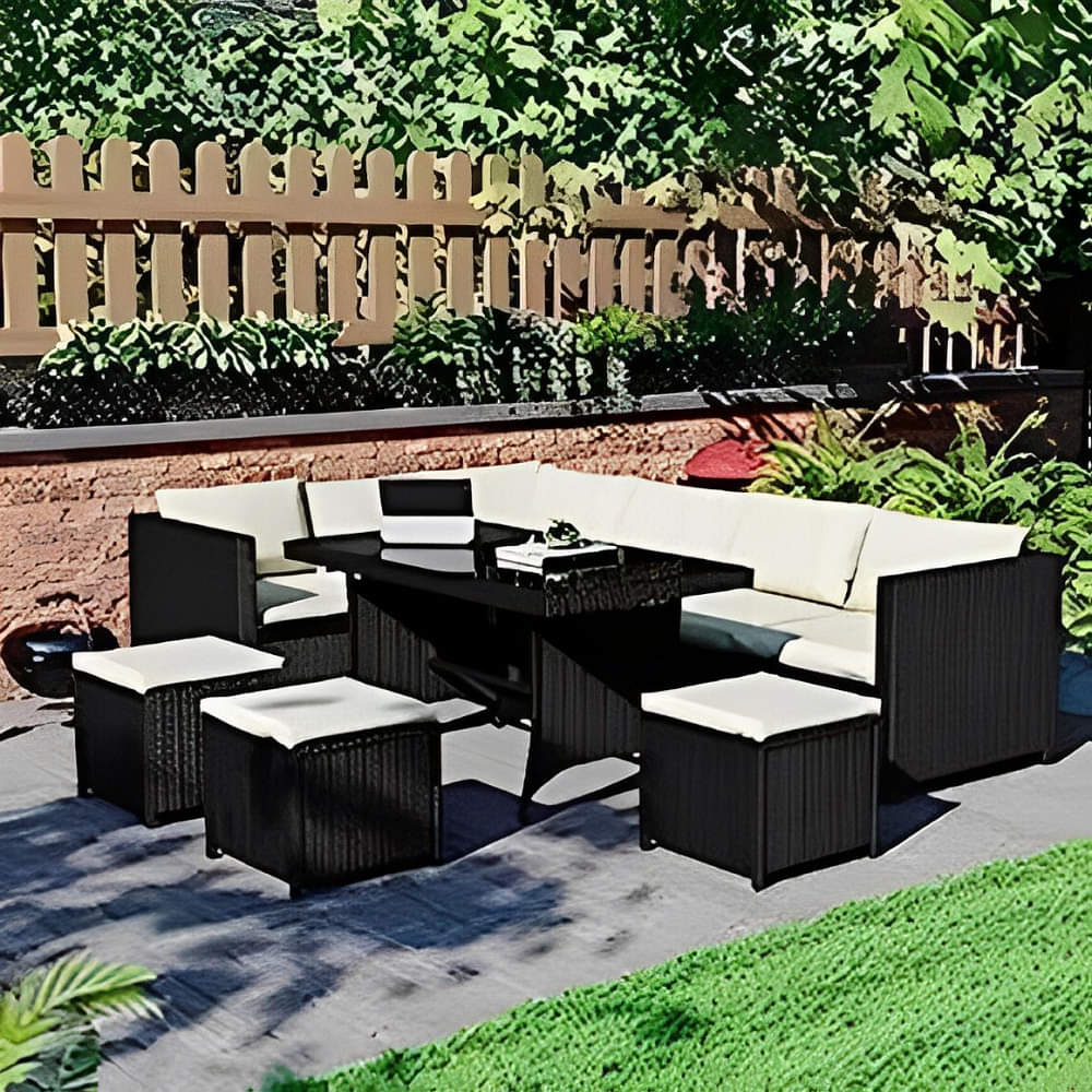 Tauras Black Wicker Patio Set With Table - photo