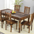 Sheesham Wood 6 Seater Dining Table Set |  Brown Finish - photo