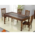 Sheesham Wood 6 Seater Dining Table Set |  Brown Finish - front_view