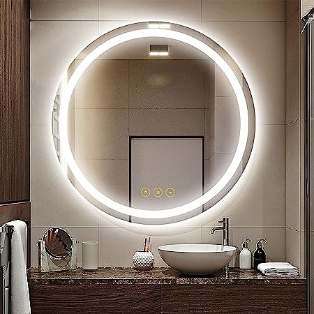 Round shaped 3 color LED Mirror is available on