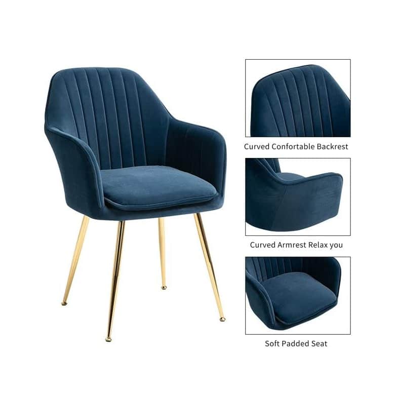 Berlin Velvet Modern Arm Chair - rear_view