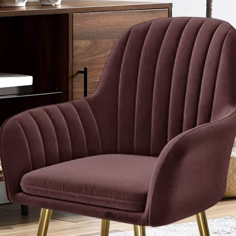 Clint Stylish Velvet Fabric Arm Chair (Brown) - top_view