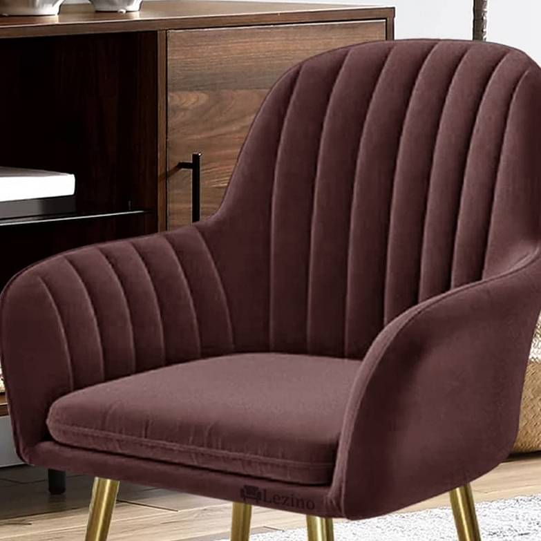 Clint Stylish Velvet Fabric Arm Chair (Brown)