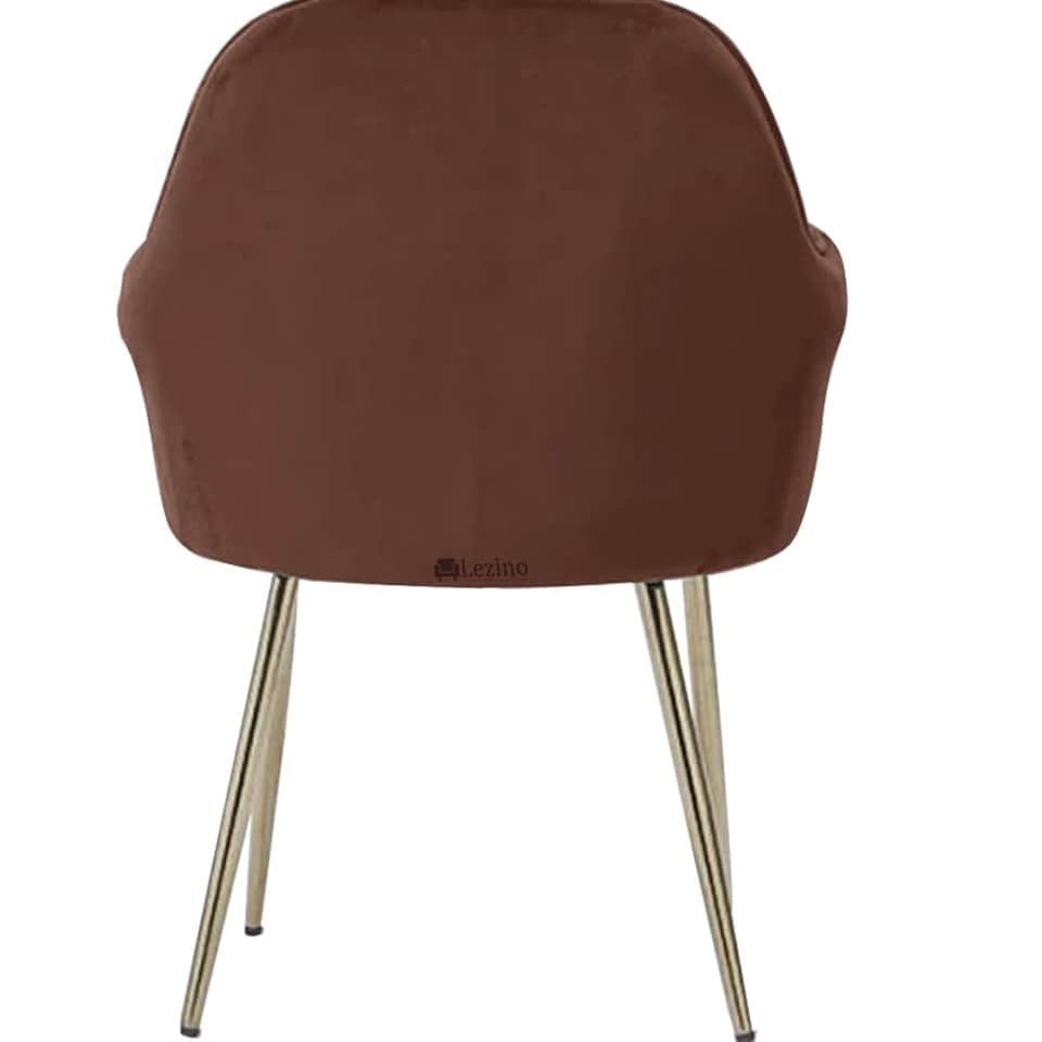 Clint Stylish Velvet Fabric Arm Chair (Brown) - rear_view