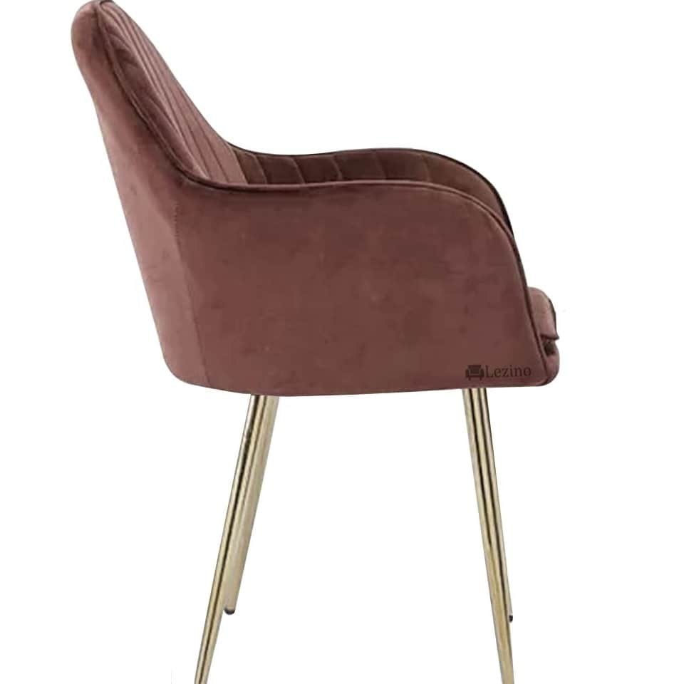 Clint Stylish Velvet Fabric Arm Chair (Brown) - right_view
