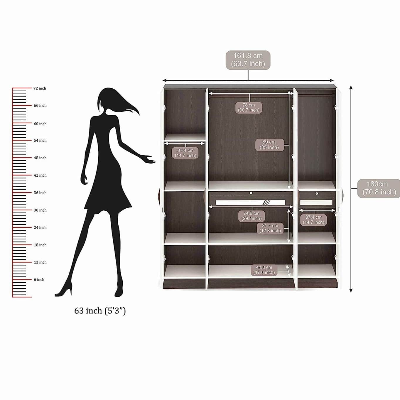 Orlando Four Door Wardrobe In Engineered Wood - rear_view