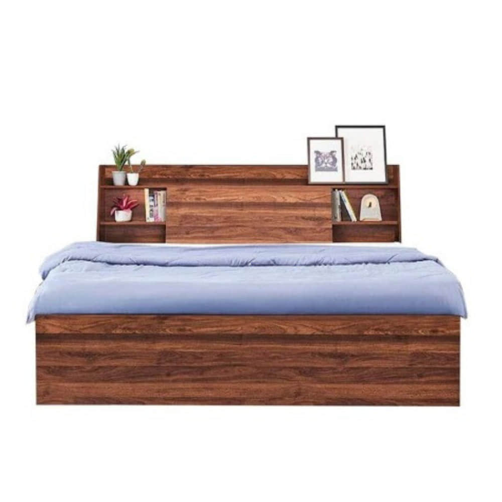 Huron Classic Style Queen Size Bed With Shelves - photo