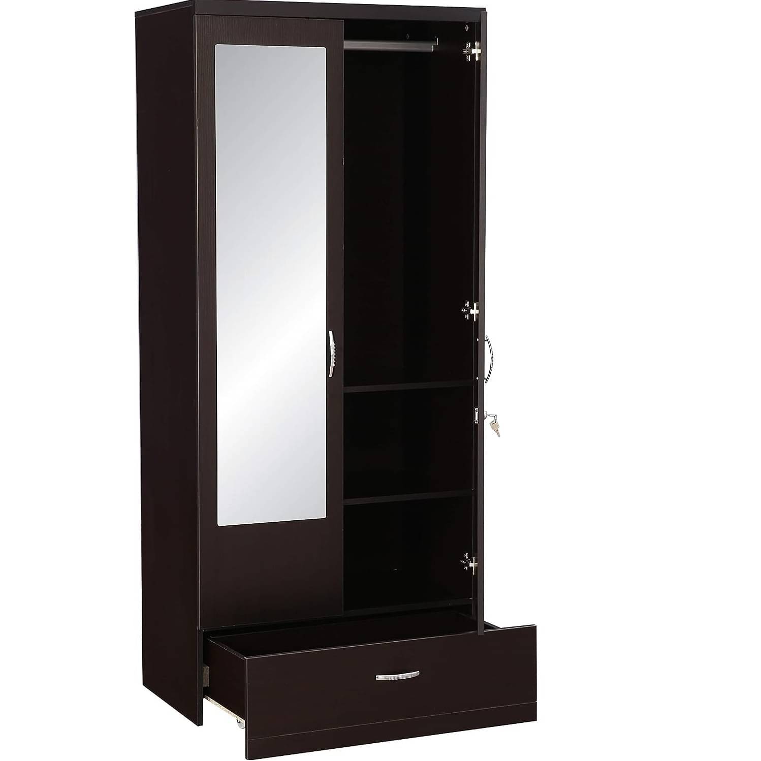 Sugi Double Door Wardrobe (Dark Brown)