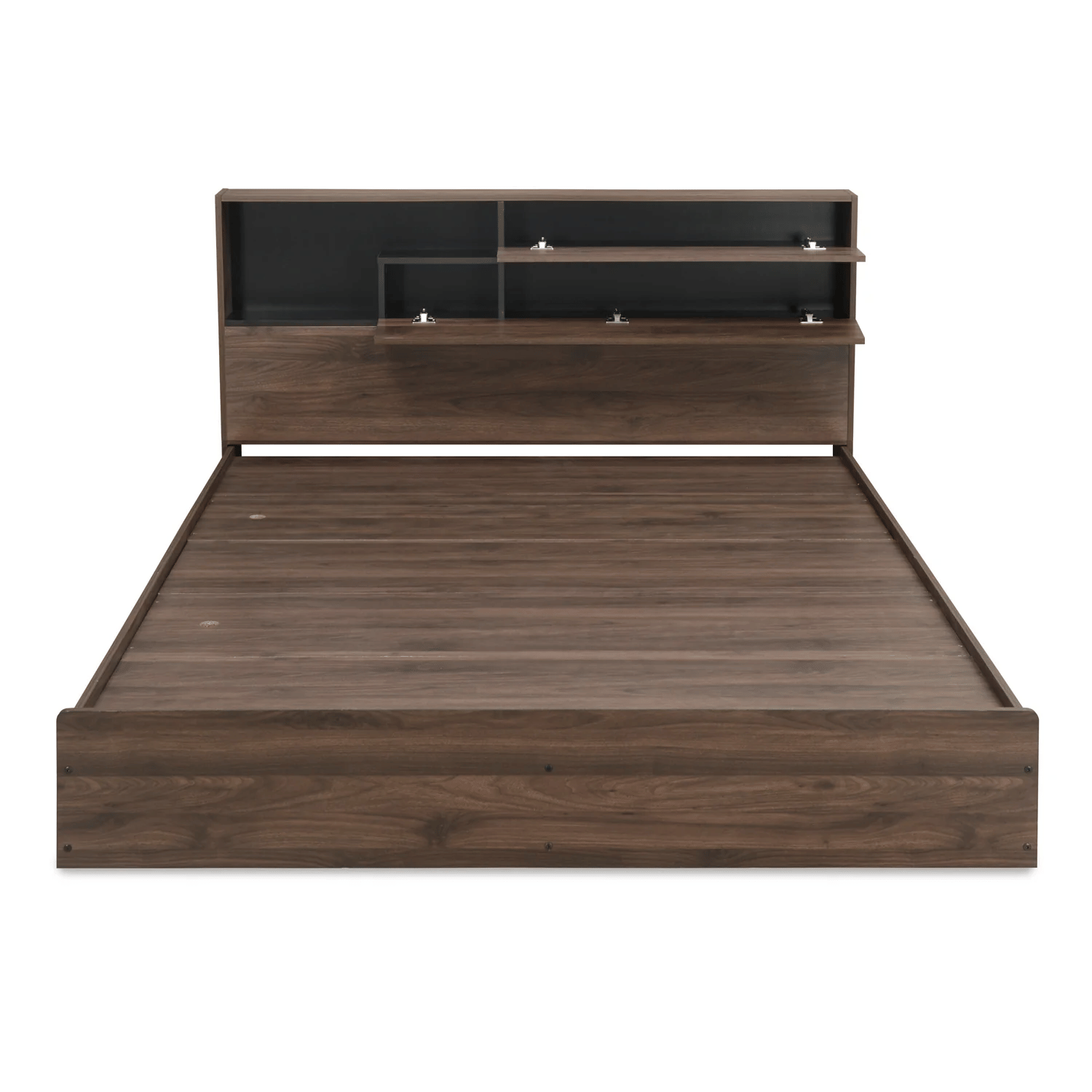 Exquisite King Bed With Headboard Storage (Wenge) - rear_view
