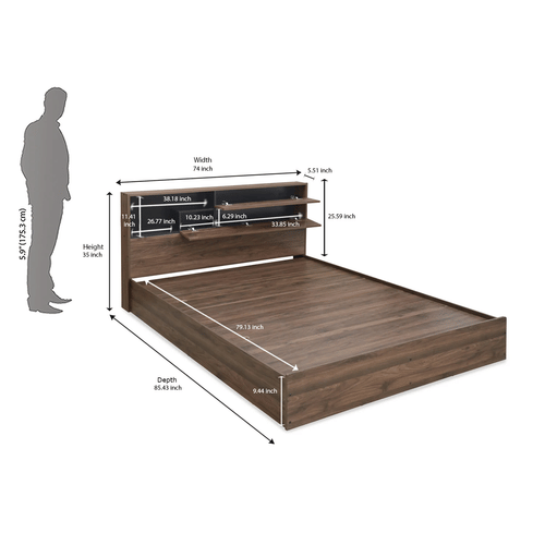 Exquisite King Bed With Headboard Storage (Wenge)
