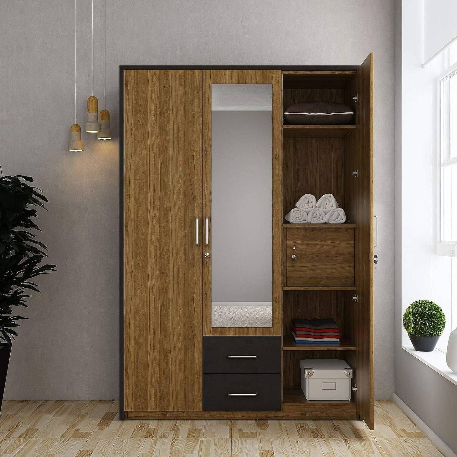Sapporo Triple Door Engineered Wood Wardrobe