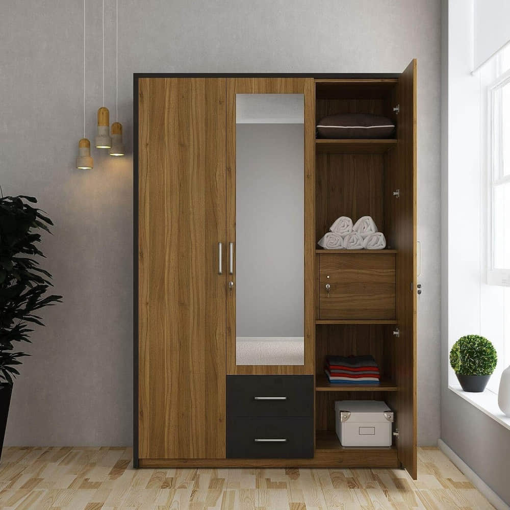 Sapporo Triple Door Engineered Wood Wardrobe - photo